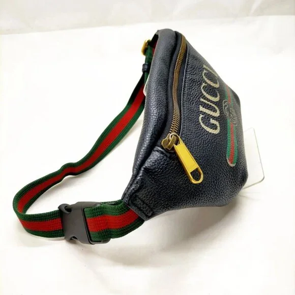 Gucci Waist Pouch Black Leather 450-080725